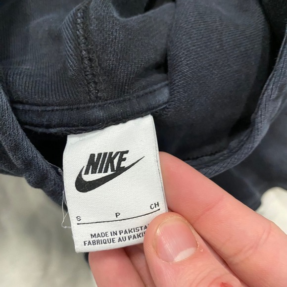 Nike Big Swoosh Quarter Zip Hoodie Mens Small Black Faded Vintage Pullover - Picture 3 of 4